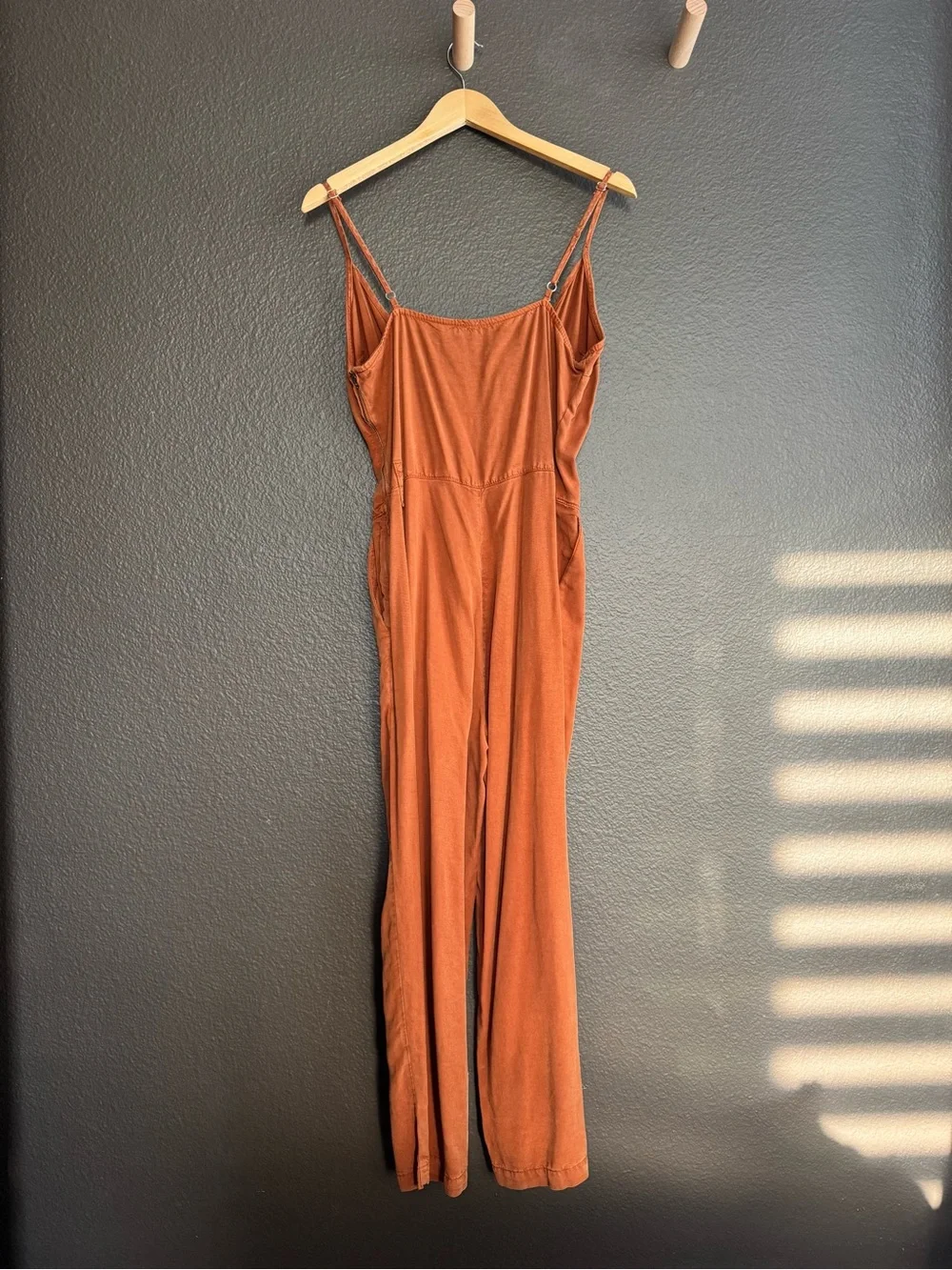 Free People Rust-Orange Strap Spaghetti Jumpsuit